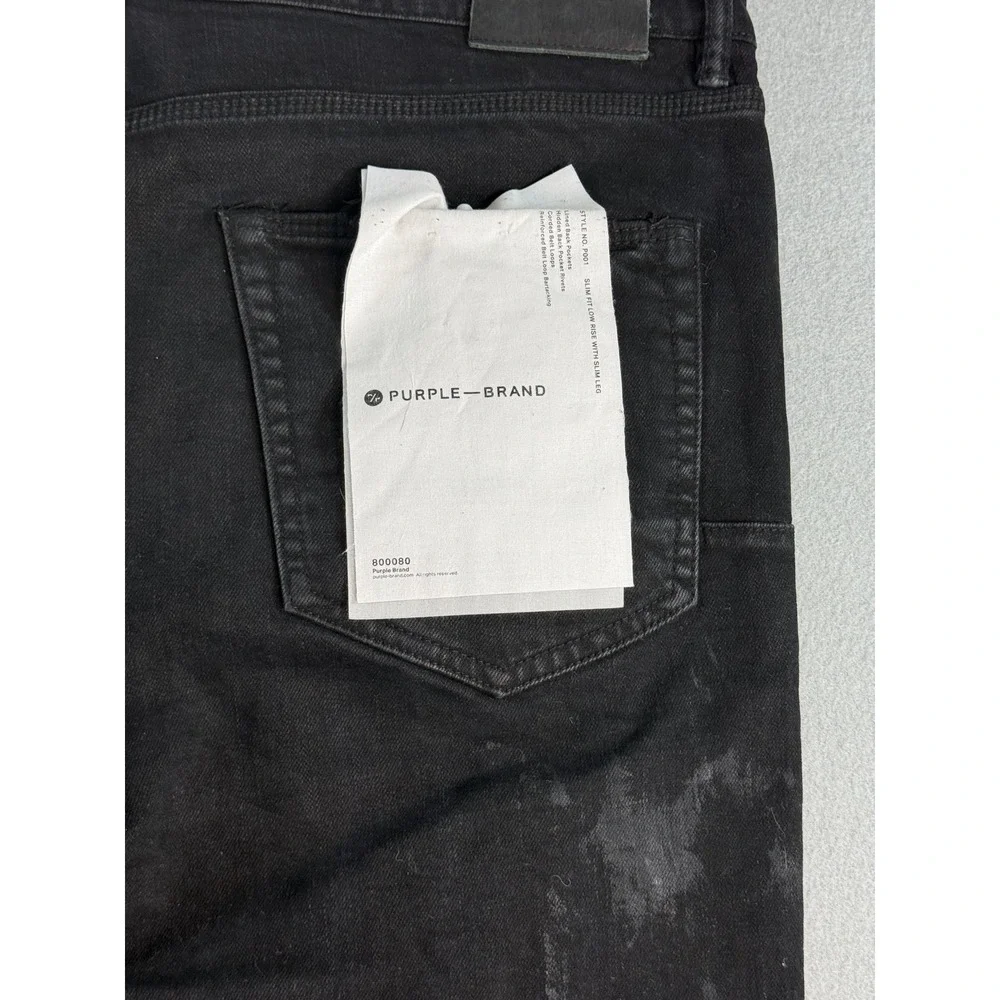 Purple Brand P001 Jeans Mens 40x33 Black Slim Skinny Distressed Denim Stretch